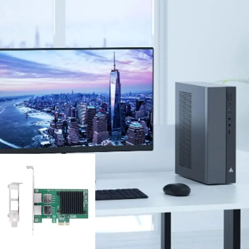 10/100/1000Mbps PCIE Networking Adapter I350-T2 2x RJ45 Ports,PCIE Ethernet Server Networking Card 32GD