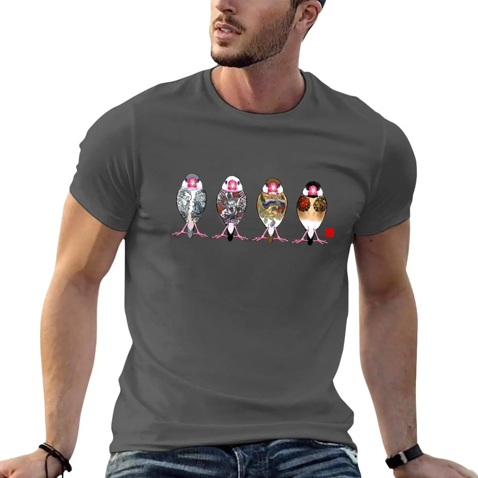 

New Java sparrow four seasons T-Shirt Short t-shirt graphics t shirt Men's cotton t-shirt