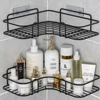 1PC Non-Perforated Metal Triangle Storage Rack Wall Mounted for Bathroom Toilet Shower Area Washbasin Organization 2
