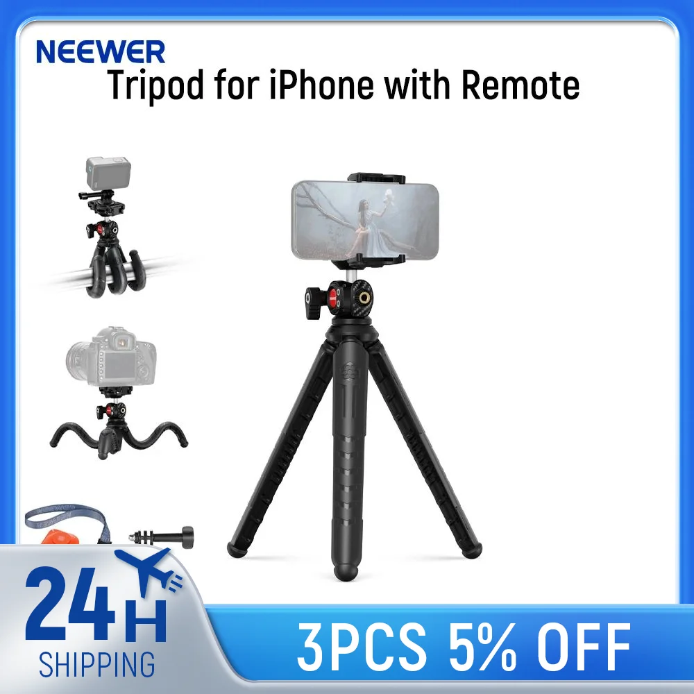 NEEWER Tripod for iPhone with Remote Mini Flexible Phone Tripod