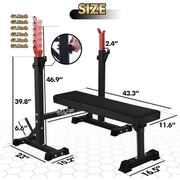 CANPA Weight Bench with Squat Rack Workout Bench Adjustable Barbell Rack Stand Strength Training Home Gym Multi-Function 4