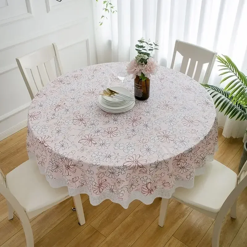

Round premium sense waterproof home dining tablecloth 2024 yellow