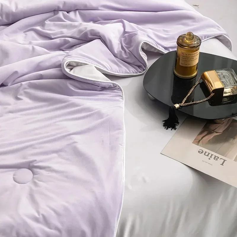 시원한 실키 여름 담요, 냉감 원단 에어컨 이불, 침대용 쿨링 담요, 양면 경량 쿨링 이불