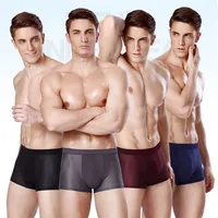 1Pack Lce Silk Men's Boxer Pantie Underpant Plus Size 4XL Shorts Breathable Underwear for Men's Panties Ultrathin Shorts Trunk 1