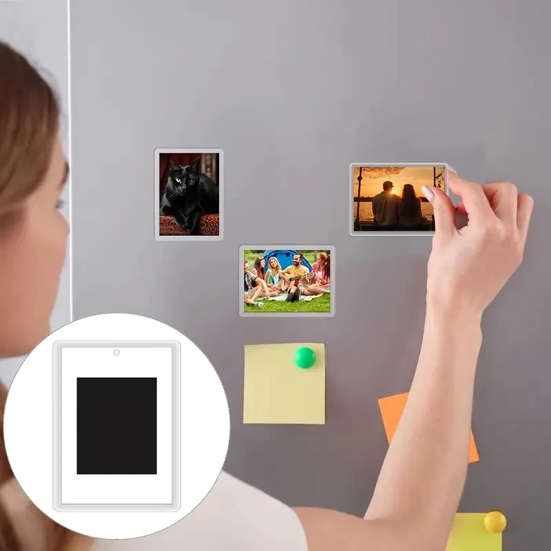 Photo Frame Acrylic Display Holder 12/20/40Pcs Blank Photo Frame Insert Fridge Magnets Photos Translucent Clear Acrylic Refrigerator Magnets Small Photos