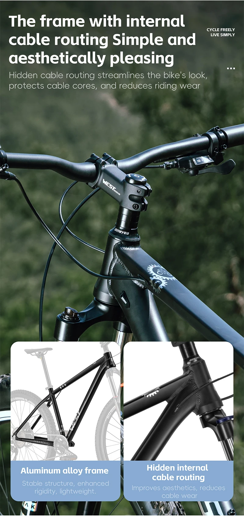 WEST BIKING Neues Mountainbike 27,5 Zoll 1x10-Gang 40T Aluminiumlegierung Rahmen MTB Dirt Jump Fahrräder Leichtgewicht Erwachsenen-Fahrräder – Detail 6