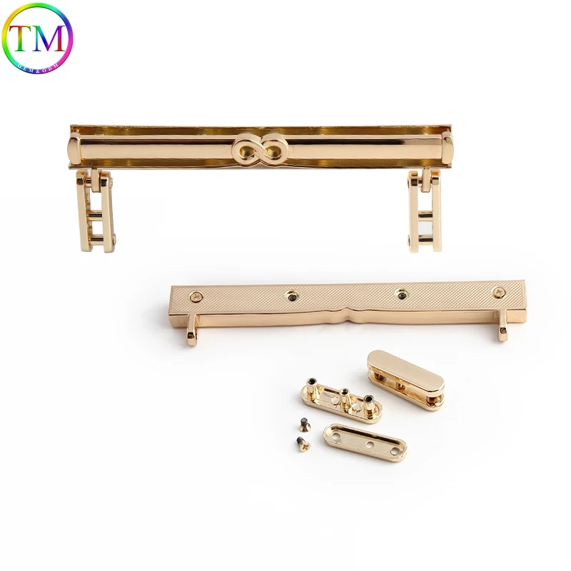 5-10PCS Rectangle Gold Metal Handles For DIY Handcrafted Sewing Brackets Shoulder Strap Purse Frame Replacement Accessories