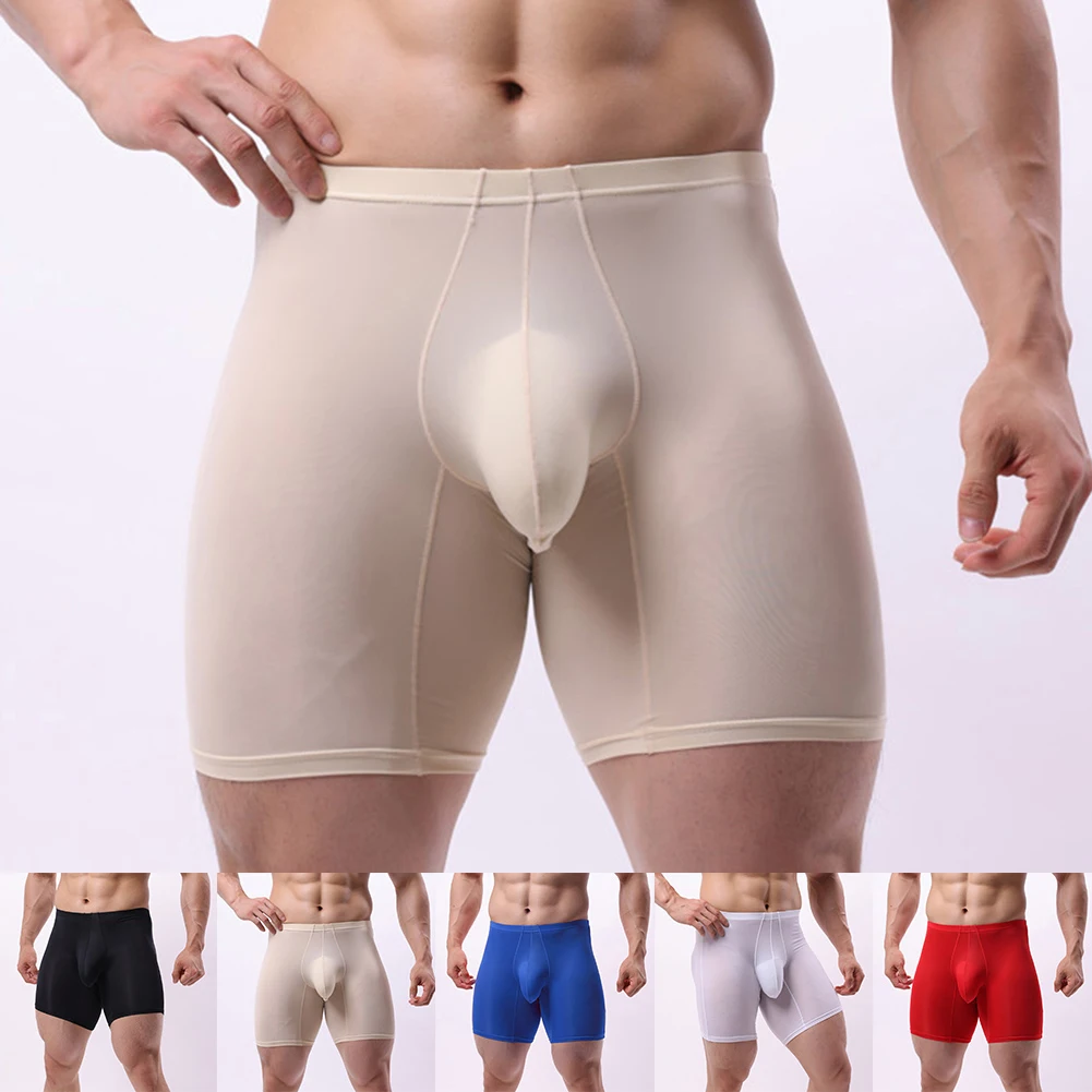 Description Picture 2 of itemMen Summer Mesh Ice Silk Thin Middle Waist Shorts Underwear Panties Longs Briefs Underpants Quick Drying Men's