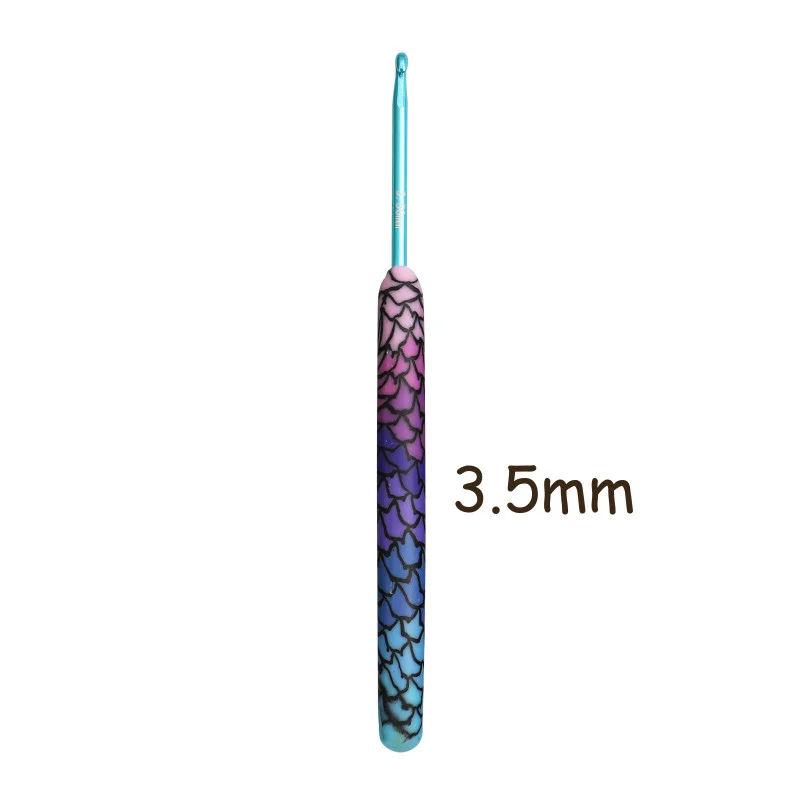 Hot 1 pcs Purple Mermaid Crochet Hook Aluminum Head DIY Handmade Craft Yarn Crochet Needle Crochet Supplies 2.25mm-8.0mm