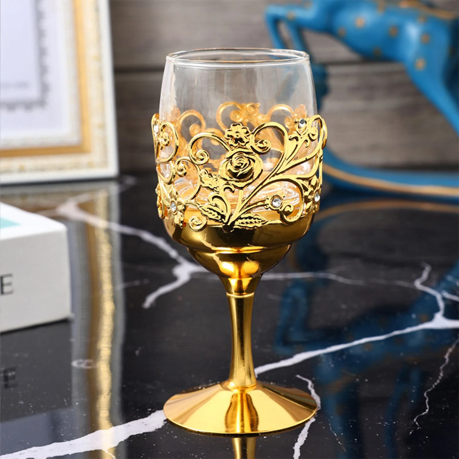 Vintage European Metal Wine Goblet – Gold Engraved 4