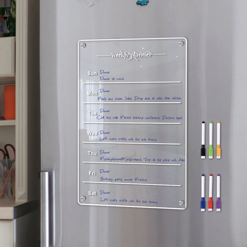 

Board Dry Erase Fridge Acrylic Weekly Menu Planner Whiteboard Kitchen Refrigerator Calendar White Wall Clear Pad Monthly Boards