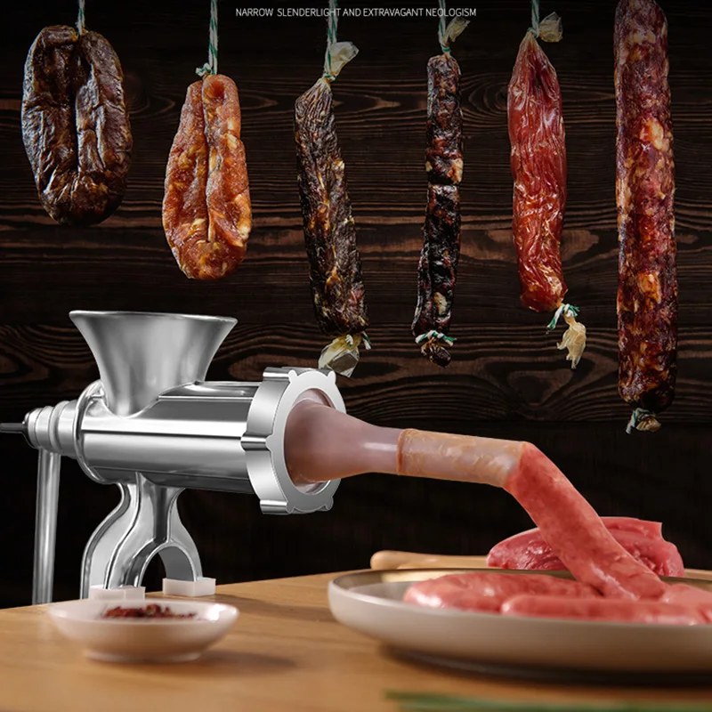 Trumoontree Manual Stainless Steel Meat Grinder Meat Mincer Sausage Stuffer  Filler Handheld Meat Ginding Machine