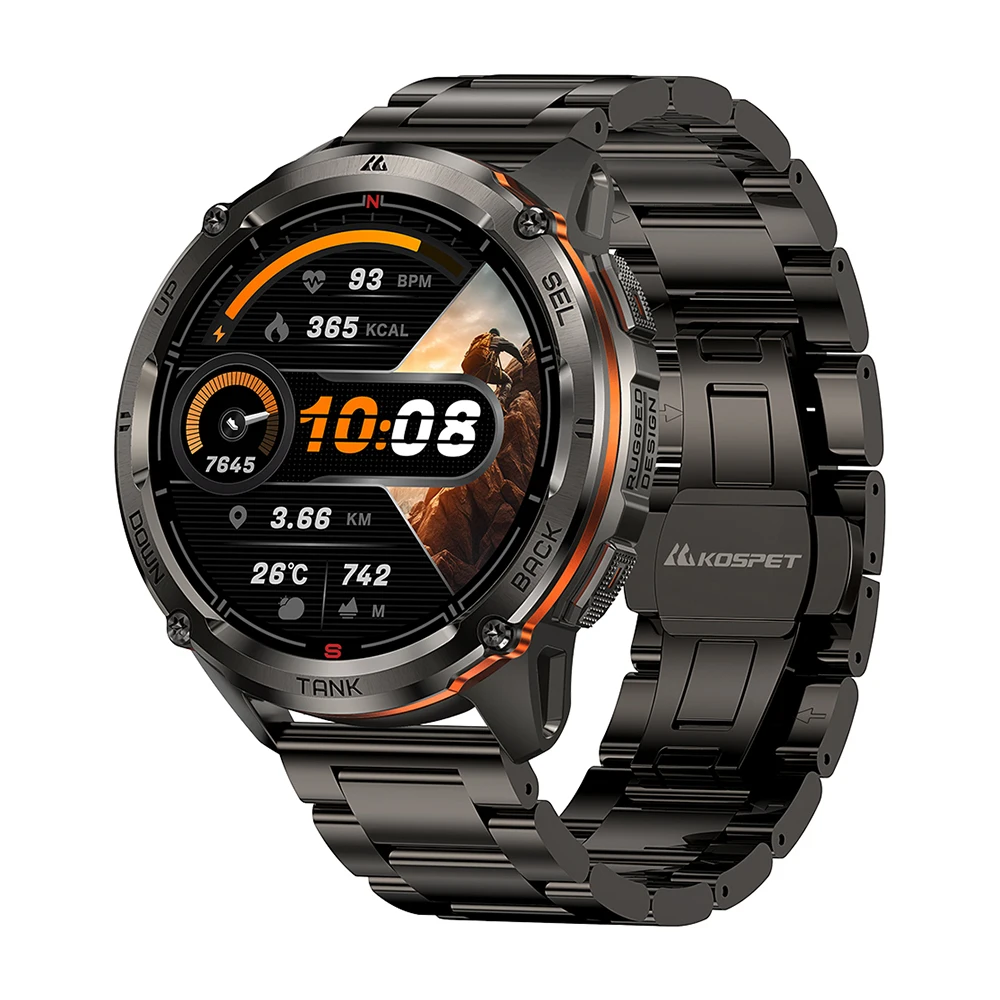 KOSPET TANK T3 Ultra 2 GPS Smart Watch Men Compass Altimeter Barometric 60 Days Battery 5ATM IP69K Waterproof AMOLED BT Call smart watch