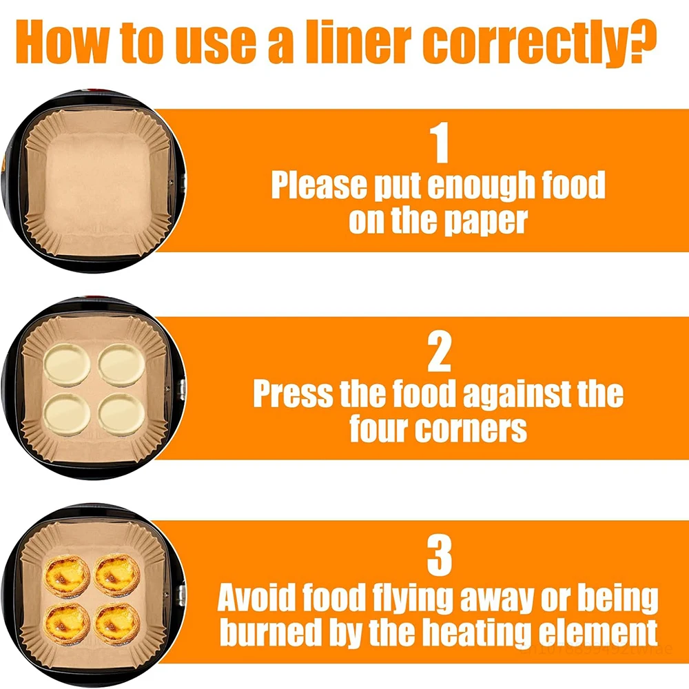 High-Temp Resistant Non-Stick Baking Paper - Durable, Oil-Proof Air Fryer Liners