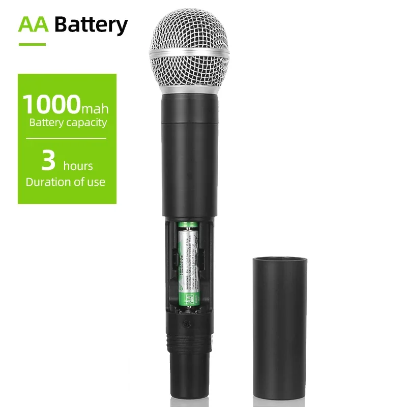 RAYHAYES RUXD8 Wireless Microphone 2 Dual Channel Professional UHF Cardioid Dynamic Handheld Microphone Mic System Karaoke