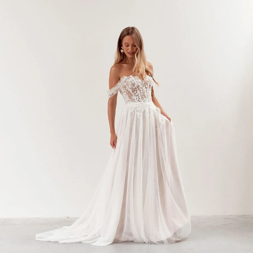 SoDigne Elegant Ivory Vintage Wedding Dresses Off Shoulder A Line Bride Dress For Brides Lace Appliques Bridal Gown Customized 14 S6ce675cb99cb4881b3e7cd4a6f59bdd2S