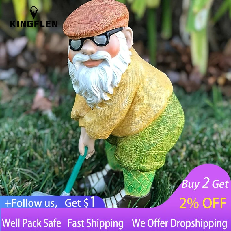

1pc Funny Golfer Garden Gnome Outdoor Figurine Novelty Lawn Statue Decoration For Front Yards Flowerbeds Novelty Lawn Statue