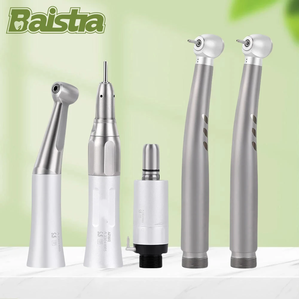 Joy Dental High & Low Speed Handpiece Kit - Push Button Air Turbine, Contra Angle, 2-Hole Borden