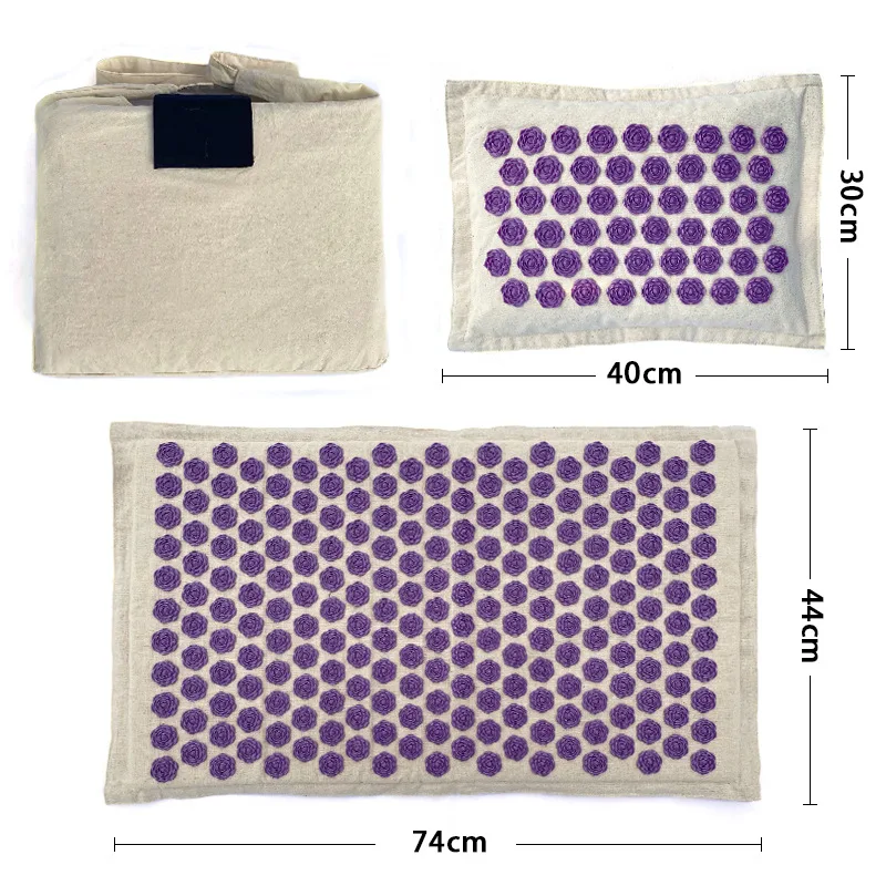 Nature Linen Coconut palm Massage Yoga mat sport pillow mat with bag Lotus Spike Acupressure Mat Cushion