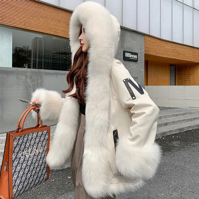 

Artificial Fur Coat for Women, Imitation Fox Hair, Inner Bladder on Both Sides Wear, Medium Long, Warm, Female, Winter, 2023