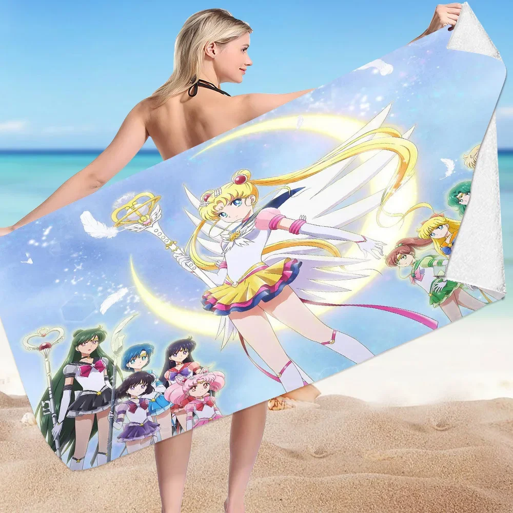 Japanese Anime Sailor Moon Princess Bath Towels Microfiber Beach Swimming Towel Decor for Adults Kids Gift 75x150cm 4