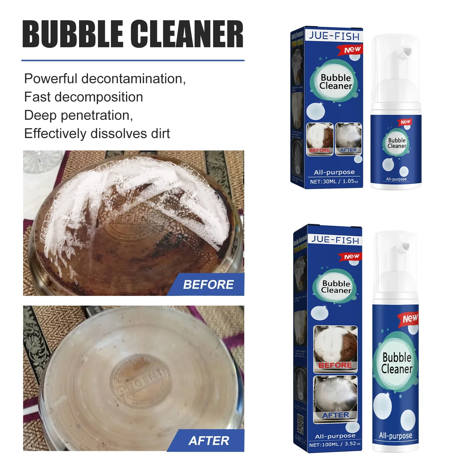 100/30ml Foam Cleaner Household Kitchen Multipurpose Bubble Cleaner Remove Stubborn Dirt Grease Natural Secure Cleaning Product