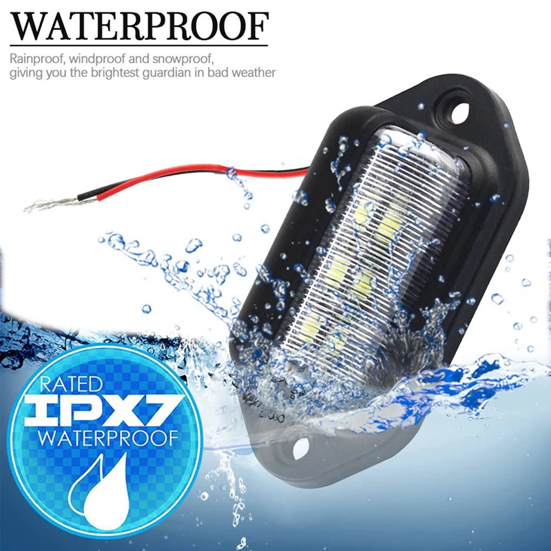 5X LED License Plate Light Waterproof License Plate Tail Light For Trailers, RV, Trucks, Boats