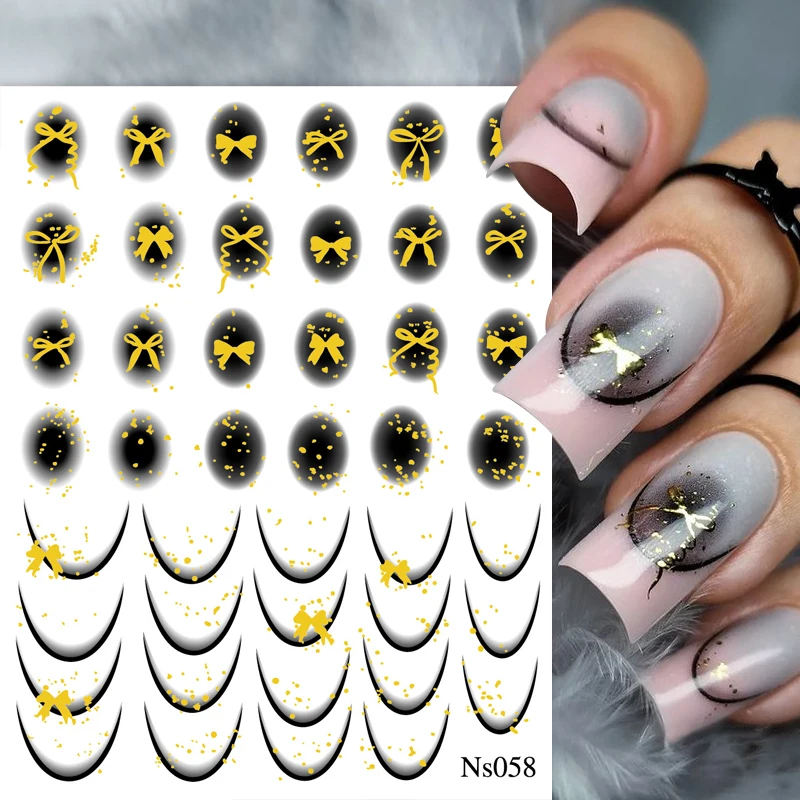 3D White Bowknot Flower Nail Art Sticker Ultra-thin Self-Adhesive Slider Summer Nail Art Decal Decoration DIY Manicure Accesorie 6