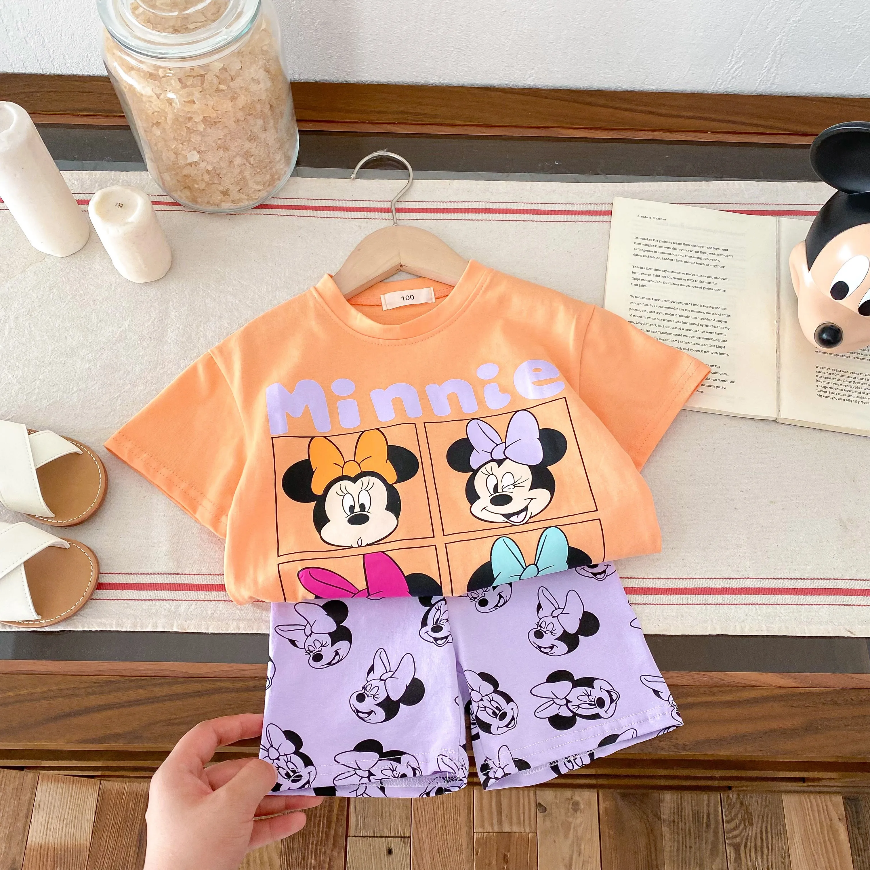 Minnie Set For Girl Clothes Summer Short Sleeve 2piece Outfits Toddler Costume Disney Cartoon Casual Suit Popular Design Brand 3