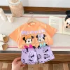 Minnie Set For Girl Clothes Summer Short Sleeve 2piece Outfits Toddler Costume Disney Cartoon Casual Suit Popular Design Brand 3