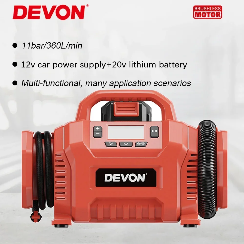 

DEVON 5940 Electrical Air Pump 160PSI Fast Inflation Portable Wireless Tire Inflator Air Compressor Car Motorcycle Bicycle