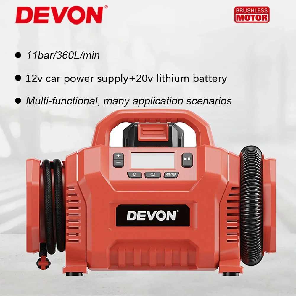 

Электрический воздушный насос DEVON 5940 psi, портативный беспроводной компрессор для шин, для автомобилей, мотоциклов, велосипедов