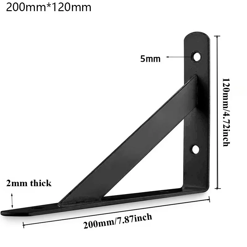 6PCS Shelf Floating Shelf Tripod Bracket Heavy Duty Black Steel for Decorative Wall Mount Joint Angle with Screws