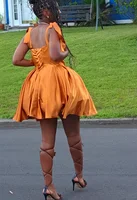 Mini Satin Sweetheart Homecoming Dresses for Teens Bow Spaghetti Straps Short Ball Gown Puffy Cocktail Prom Dress with Pockets - Image 6