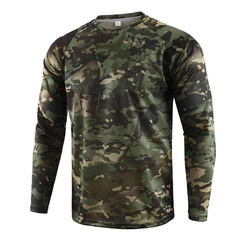 Tactical Hunting Camouflage T Shirt Male Breathable Quick Dry Hiking Full Sleeve Outwear T-shirt Men mens t shirts