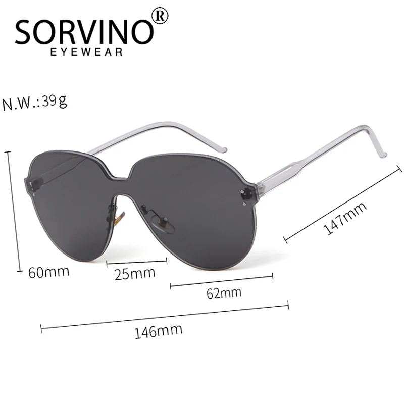 Sorvino Retro Oversized Pilot Zonnebril Vrouwen 2020 90S Luxe Merk Designer Grote Dame Randloze Luchtvaart Zonnebril Tinten SP255