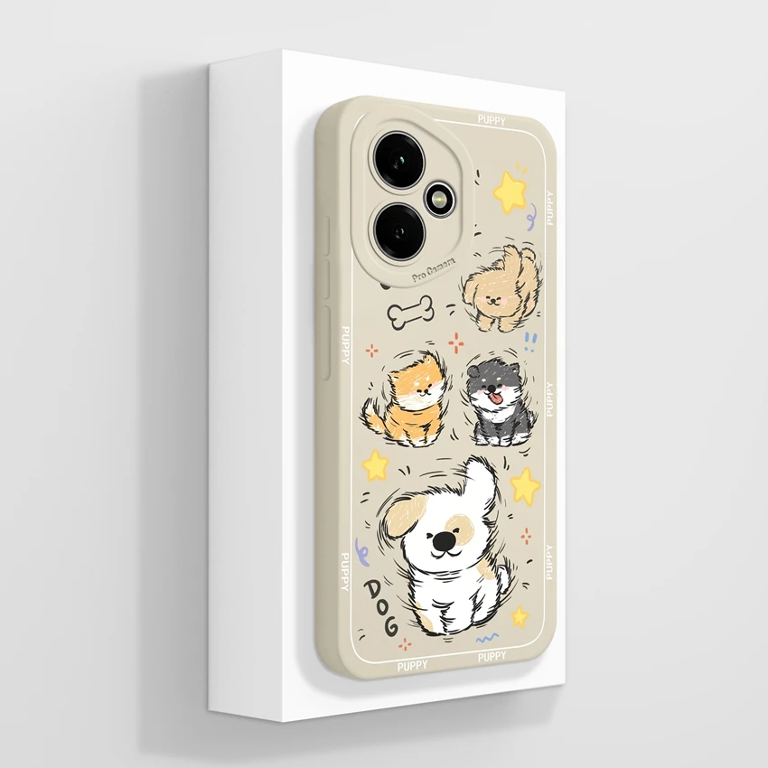 Cute Cat Pattern Soft Silicone Phone Case with Screen Protector - Anti-Slip Shell