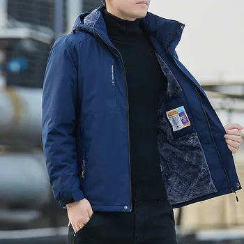 2024 Men's Autumn Winter Jacket Plush Waterproof Male Spring Cotton Male Casual Windproof Jackets Hombre Coat Men Windbreak 1