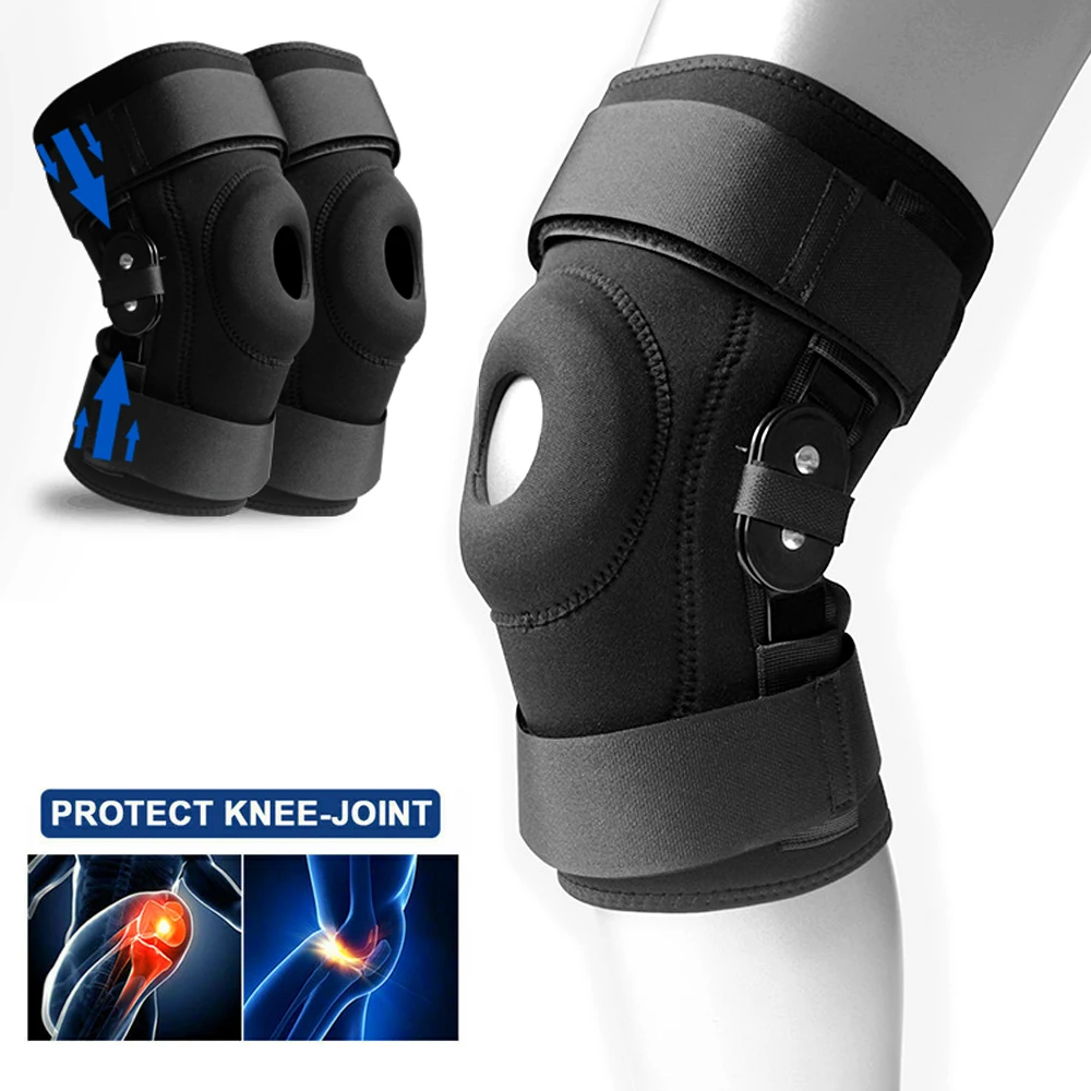 Genouillère réglable articulée, Support de genou avec stabilisateurs  latéraux, cadrans de verrouillage pour la douleur du genou, arthrite,  déchirure du ménisque - AliExpress
