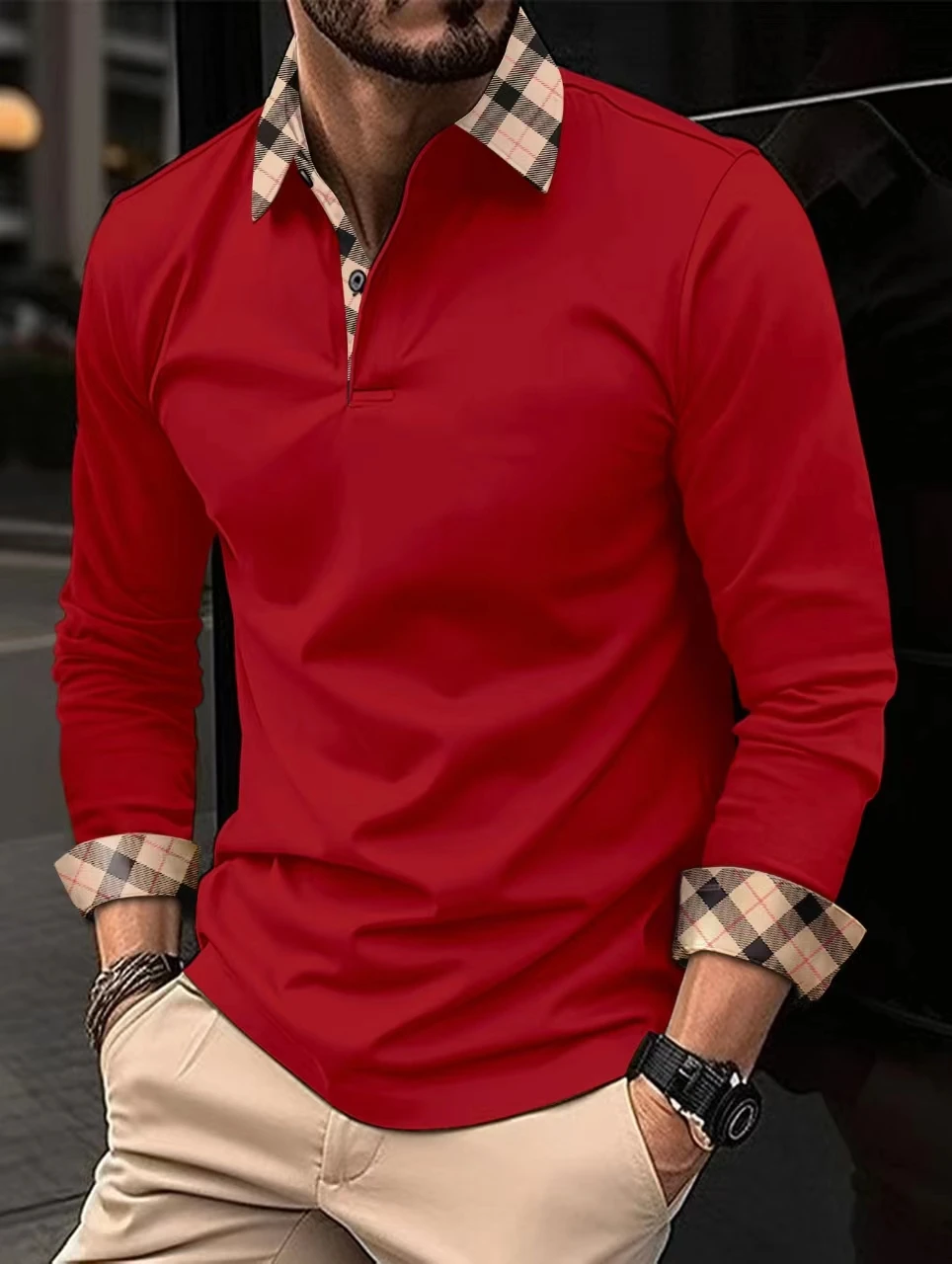 Men's Stylish Long Sleeve Polo 1