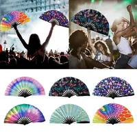 33cm Kung Fu Fan UV Printing Fluorescent Fan Bamboo Bone Fan Handheld Large Bamboo Fan Wall Decoration 1