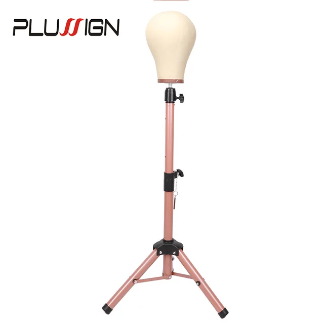 Nunify Pink Black Wig Stand Wig Tripod With Mannequin Canvas Block Head  Adjustable Tripod Stand And