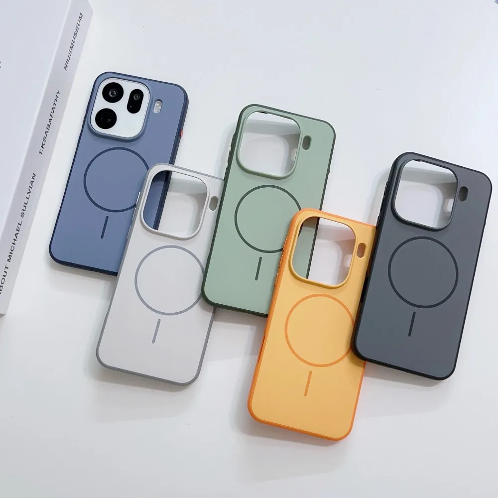 Luxury Minimalist Contrast Color Magnetic Case with Frosted Texture - Anti-Slip & Shockproof Full Phone Cover