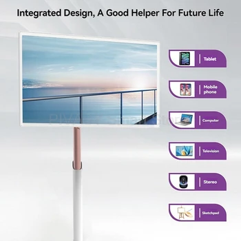 Hot Outdoor 21.5/32 Inch Smart TV Portable TV Display Moving WiFi Touch Screen with Floor Standing Monitor for Study Lift-able