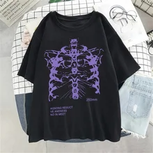 

Women's T-shirt Female Dark Skull Bones Heart and Lung Print Funny Skull T-shirt Ladies Punk Top Streetwear Short Sleeve Tshirts