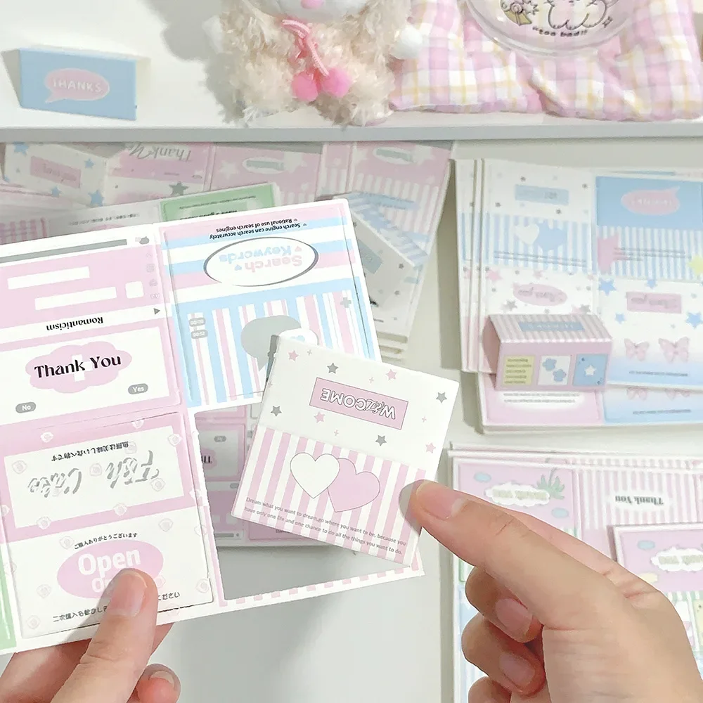 24pcs 한국어 스타일 기능 미니 접이식 카드 헤드 아이돌 카드 포장 재료