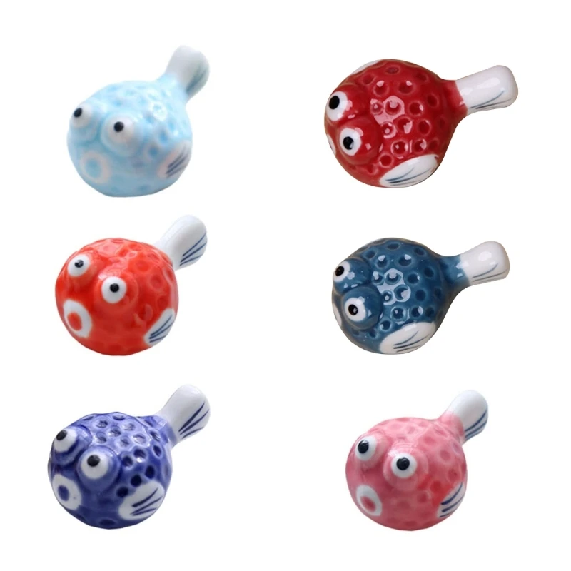 

Pack of 6 Ceramic Chopstick Holders Pufferfish Spoon Fork Stand Table Decoration Chopstick Rest Ceramic Material