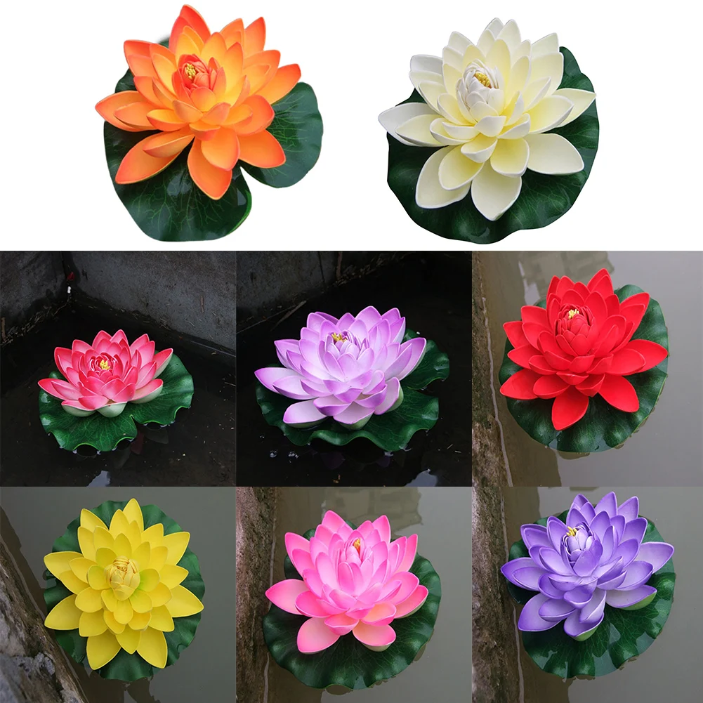 18cm EVA Fish Tank Artificial Water Lily Pond Decor Floating Foam Lotus Fake Flower Plants For Pond Fountain Garden Decor artificial plants fish tank ornaments fish tank decorations aquarium ornaments artificial aquarium plants