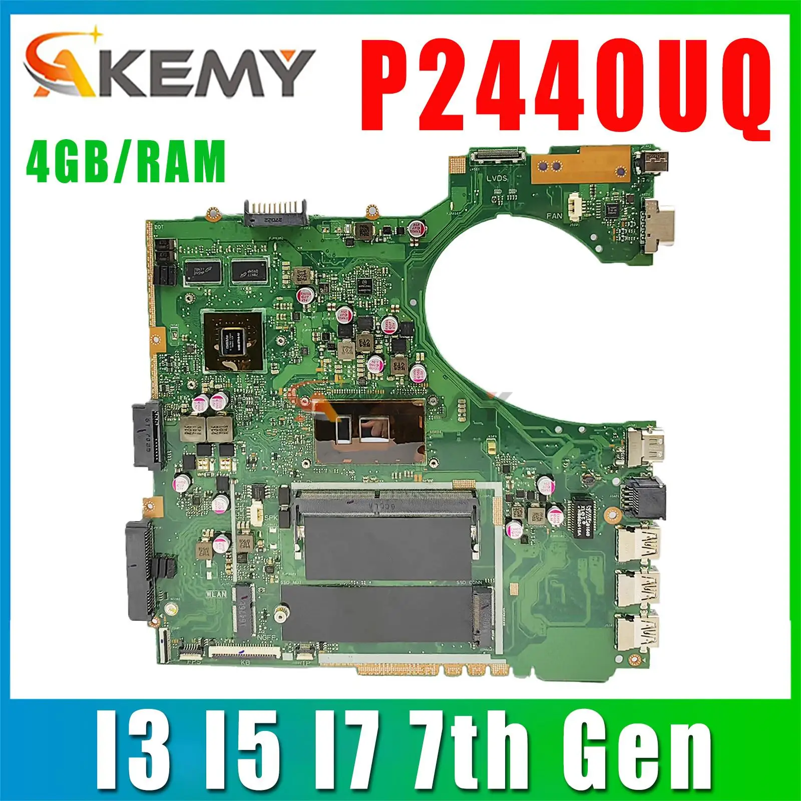 P2440U Mainboard For ASUS PRO P2440 P2440UQ P2440UA P2440UF Laptop Motherboard I3 I5 I7 7th Gen 940MX/UMA 4GB/RAM mainboard for asus pu551la pu551ld pu551l pro551la pro551l laptop motherboard i3 i5 i7 4th gen cpu uma ddr3l 100% tested work