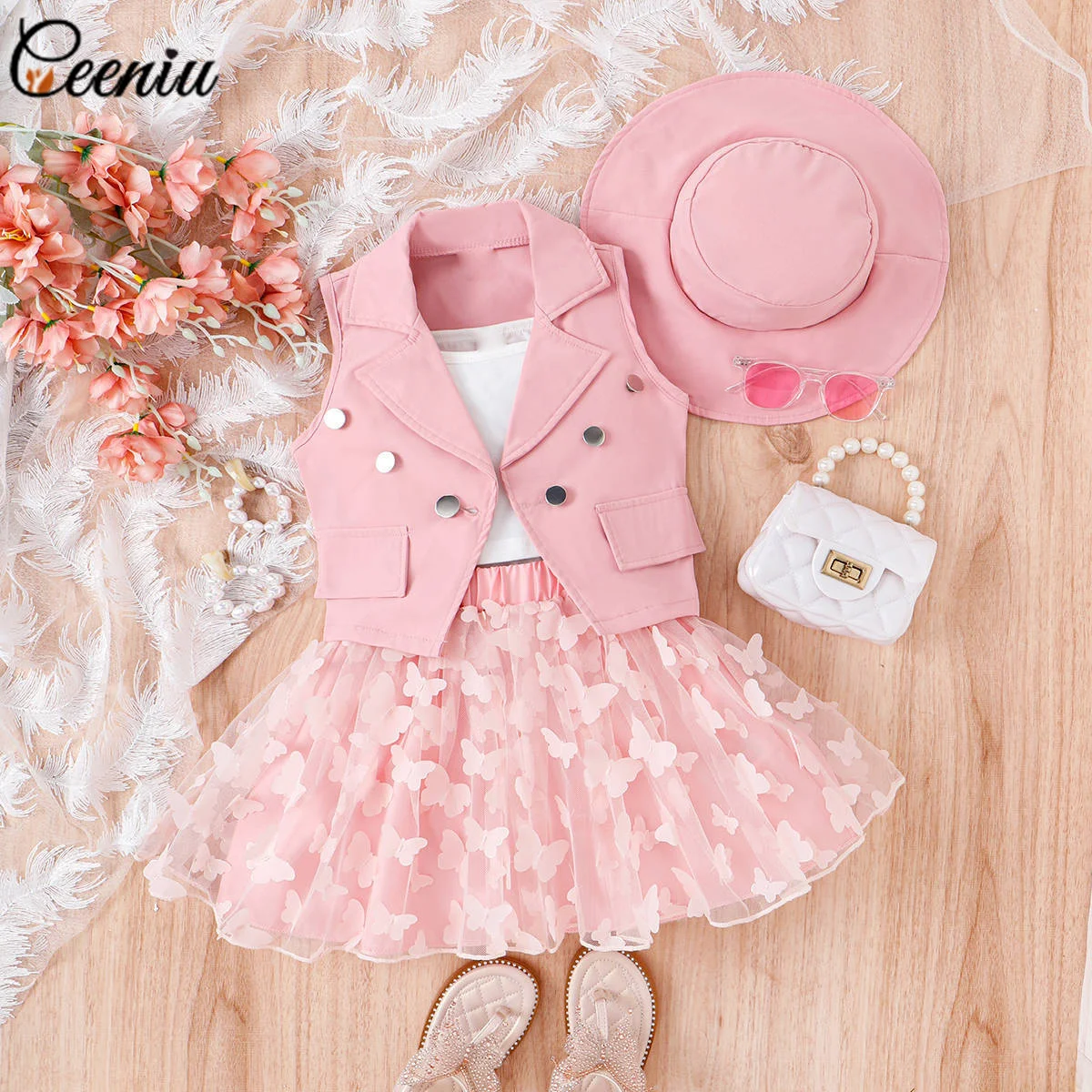 Ceeniu Children Blazer Suit For Girls Luxury Clothing Coat+